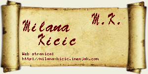 Milana Kičić vizit kartica